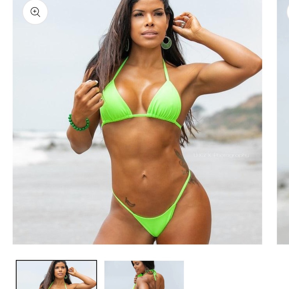 KL swimwear(Kristen lonie) neon lime green bathing suit